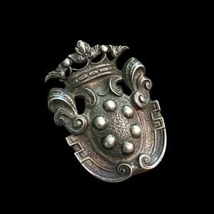 Antique Style Vintage Sterling Silver Italian Coat of Arms Brooch